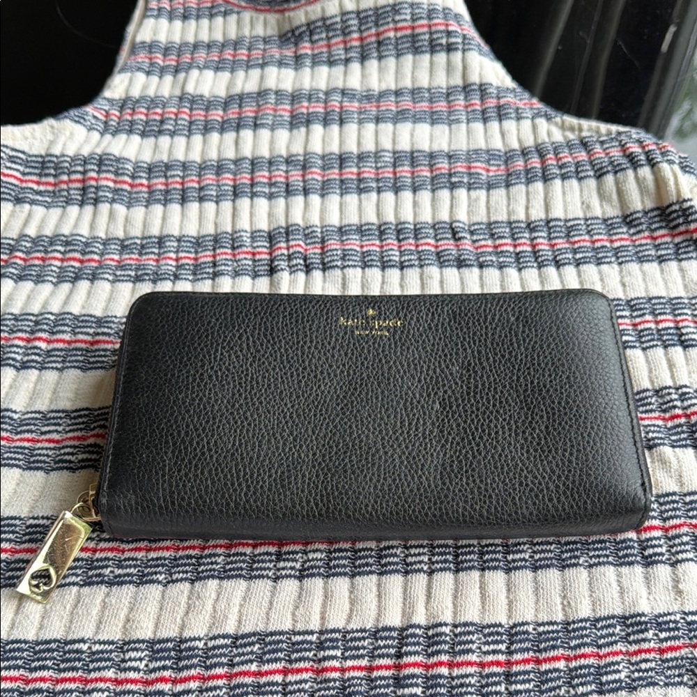 Kate Spade Black Zip Around Leather Wallet